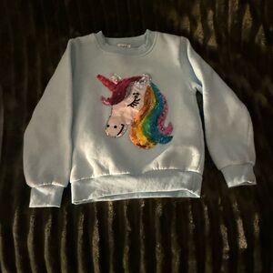 Lola + The Boys Light Blue Rainbow Unicorn Sweatshirt